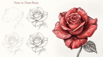 how to draw a rose easy