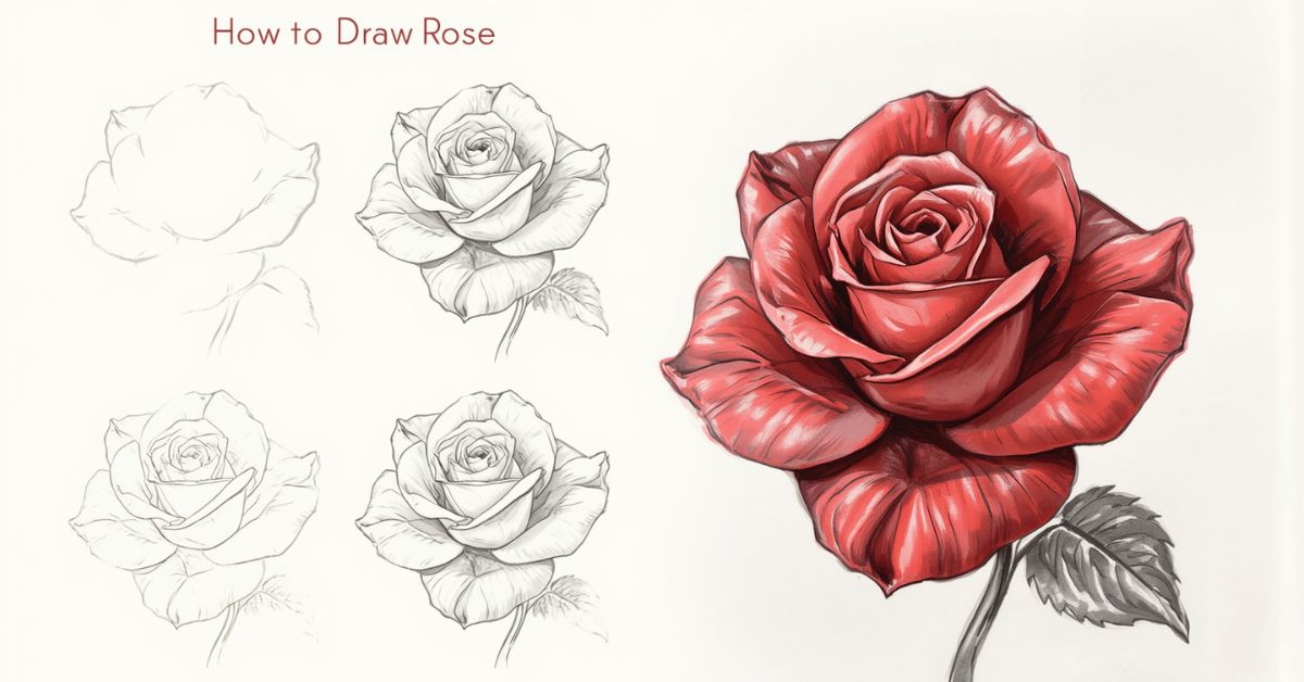 how to draw a rose easy