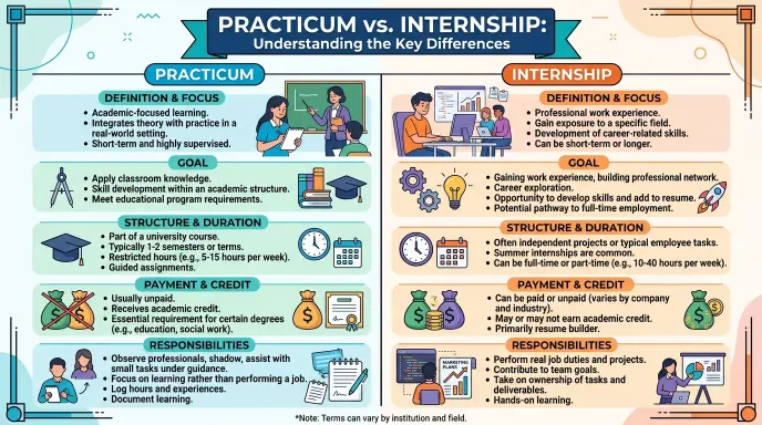 Practicum vs Internship